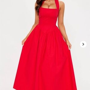 Elegant Red Halter Neck Dress NWT Small